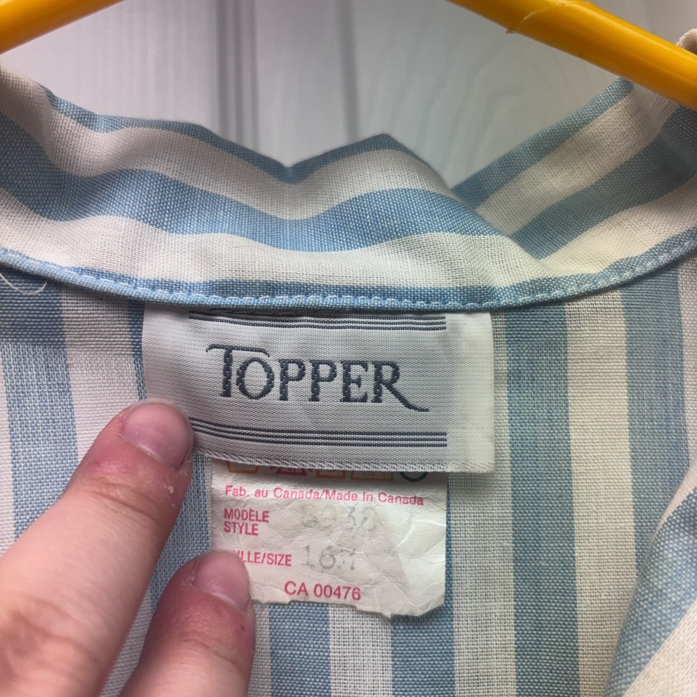 Vintage Topper Blue & White Striped Shirt Dress | Size 16 | Made in Canada - Picture 7 of 10